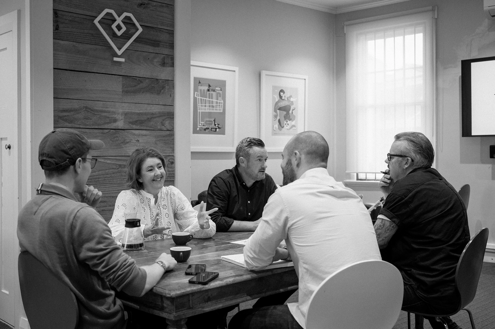 Caretakers team chatting over coffee